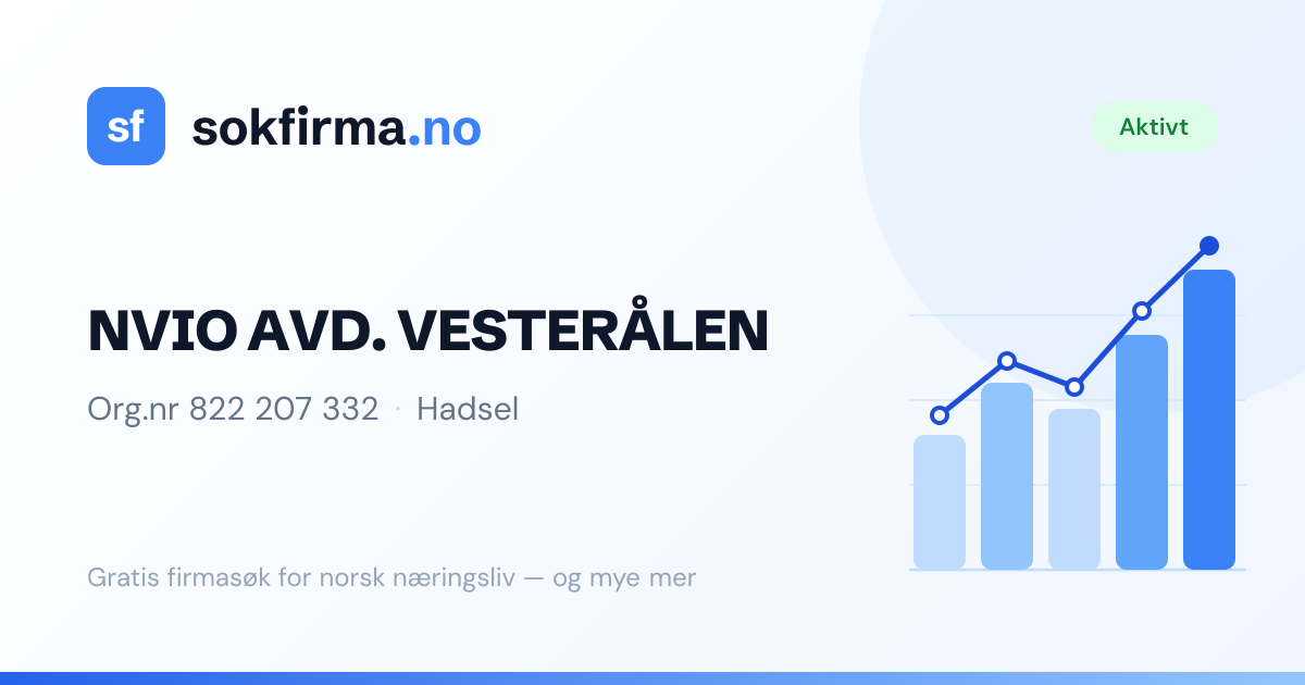 Nvio Avd. Vesterålen — Hadsel — Regnskap, eiere og roller (822207332 ...