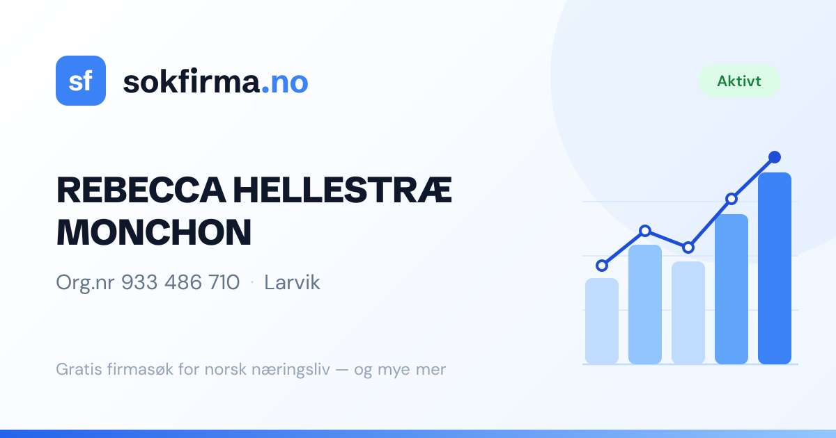 Rebecca Hellestræ Monchon — Larvik — Regnskap, eiere og roller ...